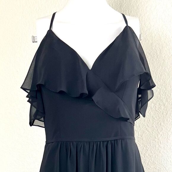 Morilee Madeline Gardner Black Chiffon Spaghetti Strap Dress - Picture 3 of 11
